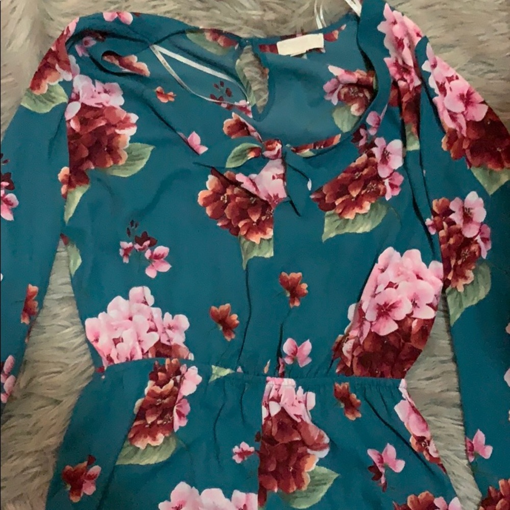 Plus size floral turquoise romper